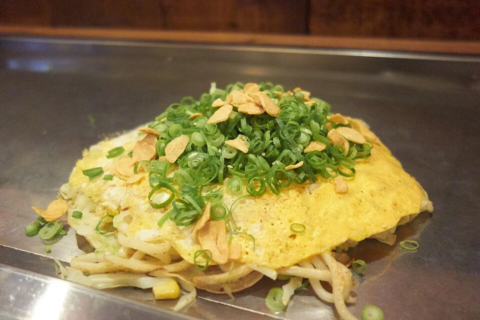 Vegetarian cabbage pancake — real photograph