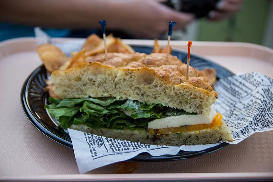 Tomato and mozzarella sandwich — real photograph