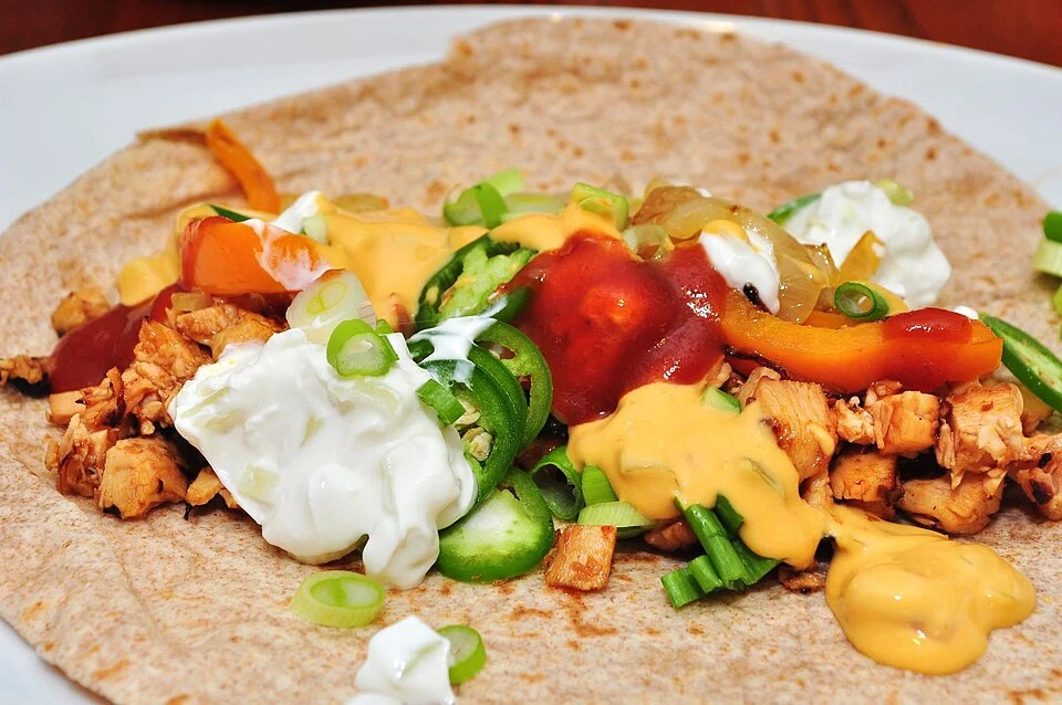 Chicken & pepper fajitas — real photograph