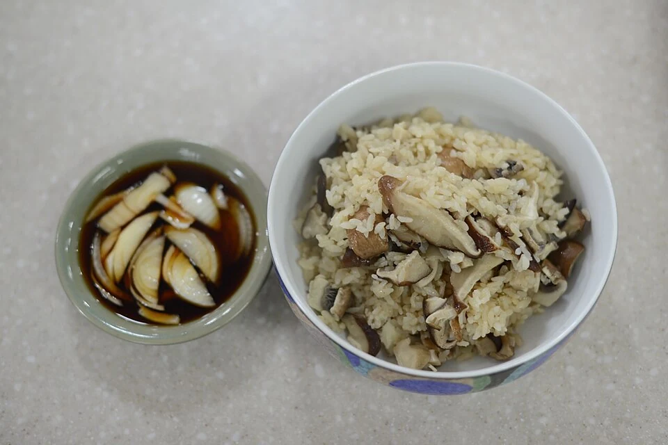 Mushroom rice — real photograph