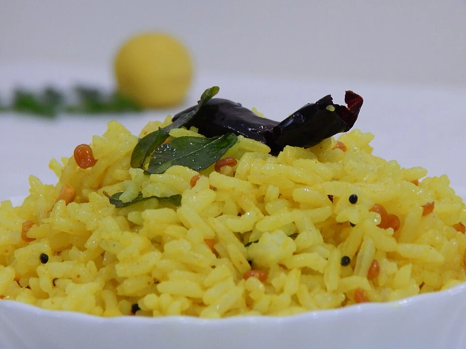 Lemon rice — real photograph