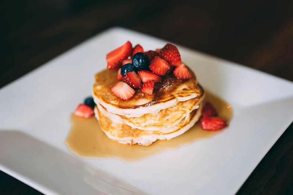 Fluffy breakfast pancakes — real photograph