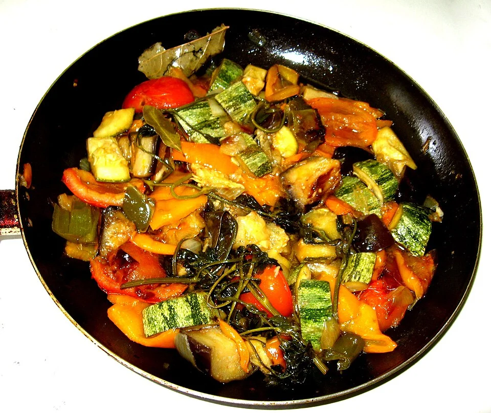 Rustic summer ratatouille — real photograph