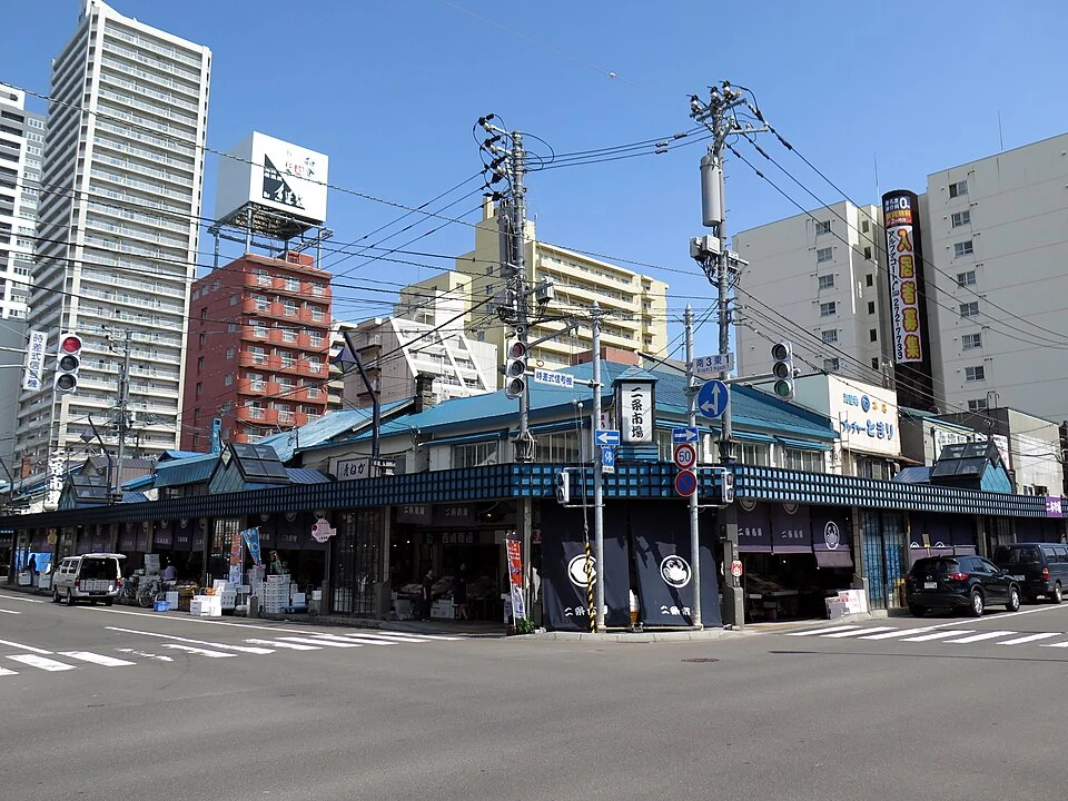 Nijo Market in Sapporo, Hokkaido — real photograph