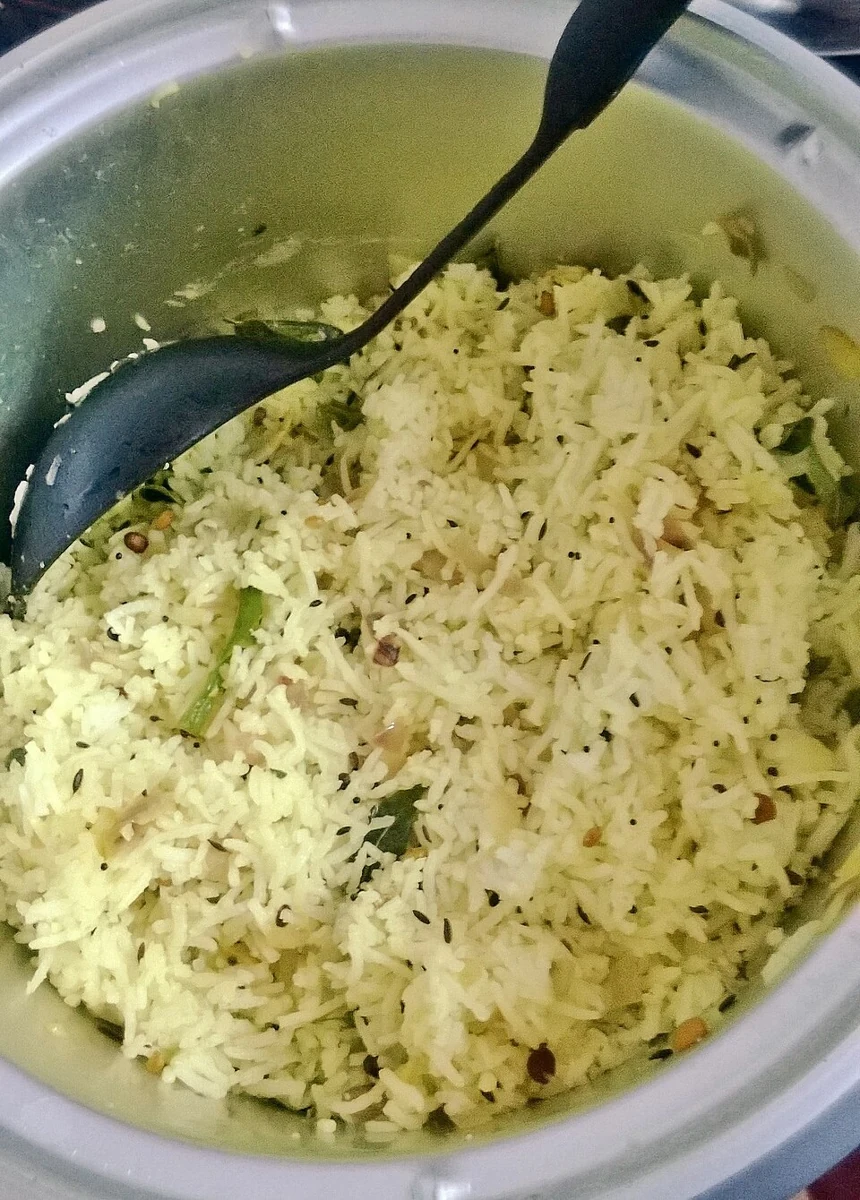 South Indian lemon rice — real photograph