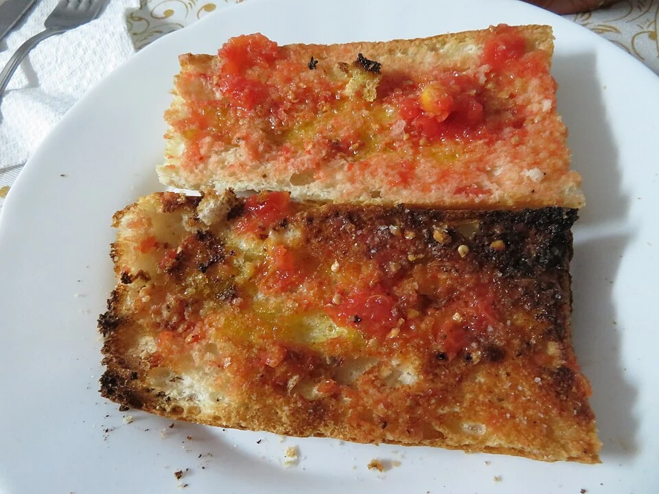 Tomato and olive oil toast — real photograph